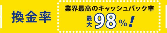 業界最高のキャッシュバック率最大９８％！